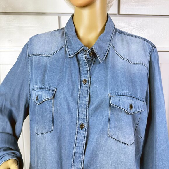 C est. 1946 Blue Chambray Button Down Shirt 18/20W. Oh So Comfy! - Picture 4 of 12